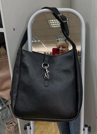 Кожаная женская сумка черная мешок итальянские кожаные сумки ts00454