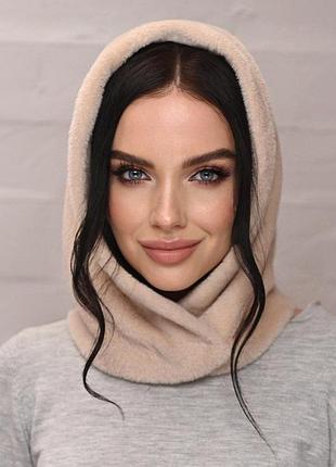 Капюшон з еко хутра альпака на флісі