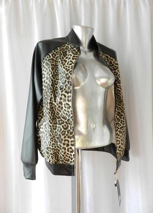⛔ куртка бомбер эко кожа принт лео
