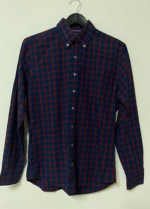 Рубашка рубашка мужская клетка синяя красная mango, размер m