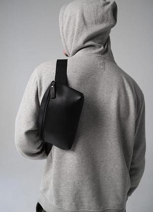 Сумка на пояс sl012 (чорна) бананка шкіряна чоловіча