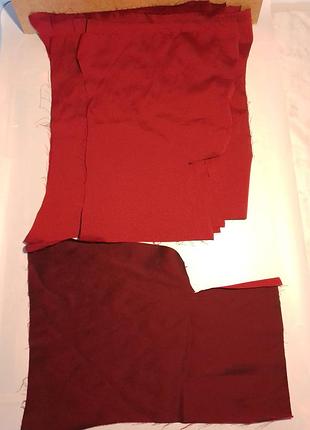 Ткань красная бордовая тафта 33 и 20 на 43 см выпады 8 штук набор