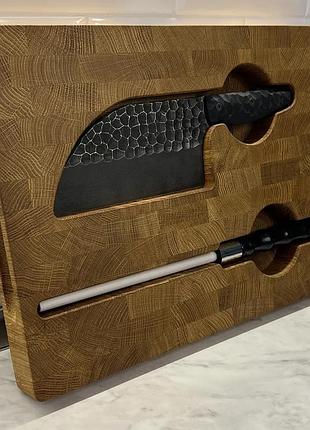 Кухонний набір торцева дошка обробна з тяпкою серб темний + мусат