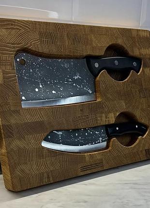 Торцева обробна дошка з кухонною сапкою та ножем чумацький шлях gorillas bbq ds42