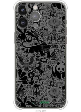 Чохол на iphone 13 pro max чорно-сірий стікер бомбінг "2432sp-2371-7673"