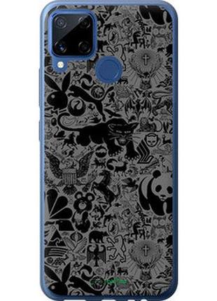 Чохол на realme c15 чорно-сірий стікер бомбінг "2432u-2063-7673"