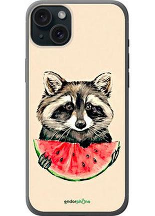 Чохол на iphone 15 plus єнотик з кавуном "4605u-3097-7673"