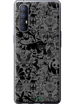 Чохол на oppo reno 3 pro чорно-сірий стікер бомбінг "2432u-1878-7673"