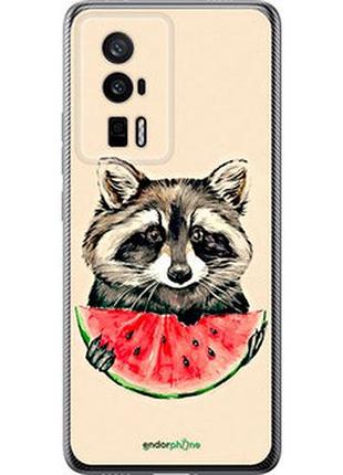 Чохол на xiaomi poco f5 pro 5g єнотик з кавуном "4605u-3193-7673"