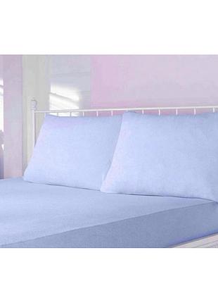 Простынь maison d'or blue трикотажная на резинке 180x200 + наволочки 2-50x70