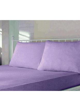 Простынь maison d'or dark lilac трикотажная на резинке 180x200 + наволочки 2-50x70