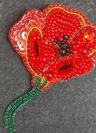 Брошка ручної роботи "мак"