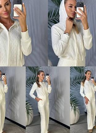 Костюм кофта на блискавці та капюшоном, штани палаццо  з боковими кишенями