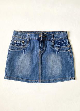 Джинсова міні-спідниця синя — базова, нова без бірки
