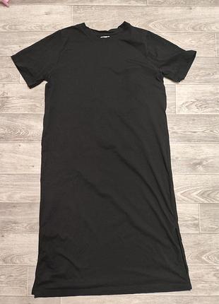 Платье футболка длины миди с разрезами