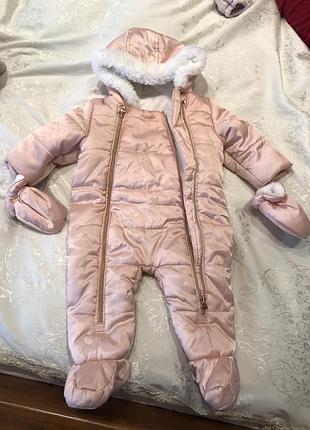 Комбінезон для дівчинки осінь-зима, 3-6 місяців, неймовірно кольору - рожеве золото , ідеальний стан - нової речі, золота фурнітура.