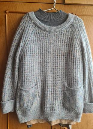 Теплий мохеровий светр джемпер жіночий сірий