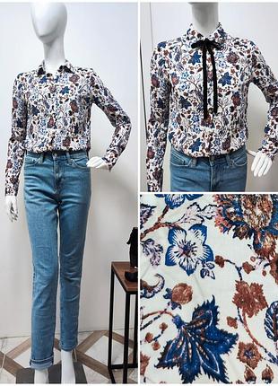 Вискозная рубашка с цветочным рисунком ♥️ натуральные пуговицы, женская