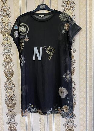 Туніка в сітку, чорна футболка туніка в сіточку