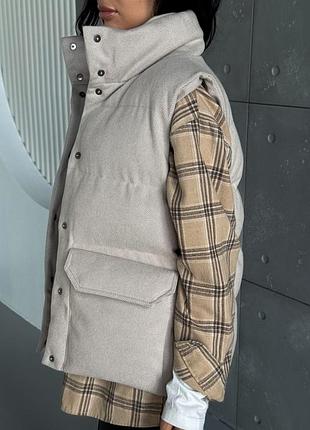 Дутый стеганый жилет жилетка кашемир шерсть