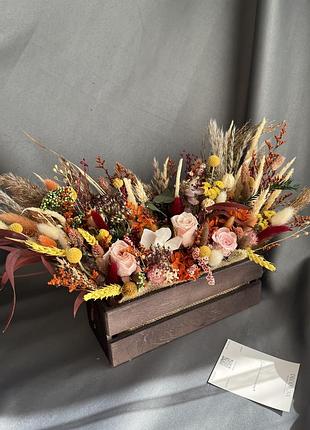 Композиція в дерев’яному кашпо