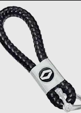 Брелок для ключей с логотипом renault с кожаной косичкой