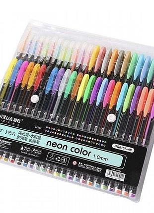 Набор гелевых перламутровых ручек hg-6107  48 цветов – профессиональные мерцающие чернила для творчества