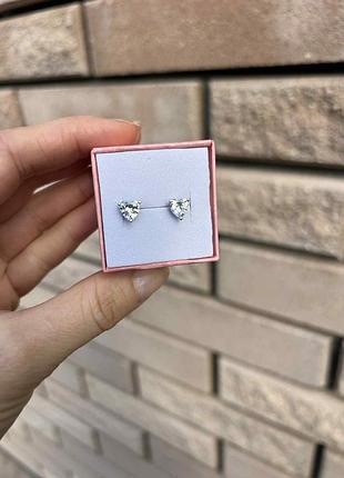 Срібні сережки з серцем 925