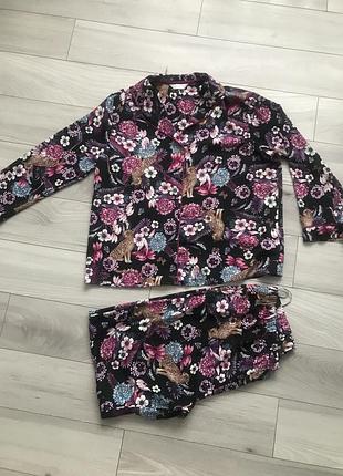 Жіноча піджама в квіти( штани і кофта)