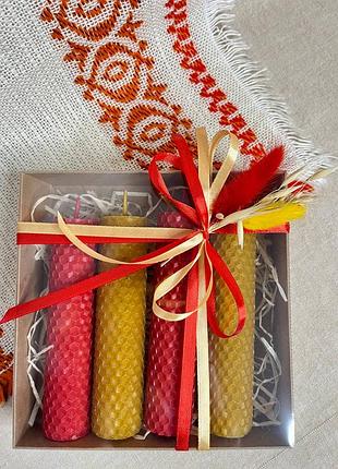 Подарочный набор, свечи из вощины, свечи ручной работы, декор для дома