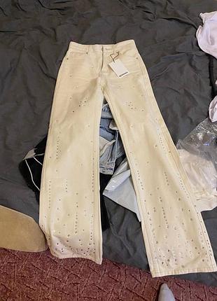 Джинси straight зі стразами