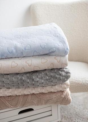 Плед махровий  185*220, плед велсофт  185*220, плед плюшевий з сердечками, плед з узорами  185*220