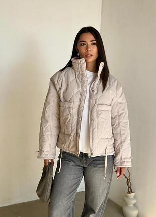 Жіноча стьобана куртка, бежевий