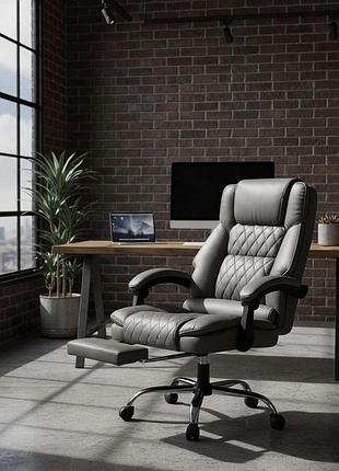 Компьютерное кресло для дома стул компьютерный  diego comfort pro серое профессиональное игровое кресло с подставкой для ног shop