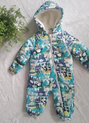 Комбинезон еврозима/зима бренда pepco на меху принт белый медведь 98-12 eur 80