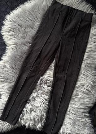 Велюрові лосини для дівчинки, чорні штани, теплі лосини