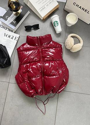 Жіноча повсякденна класична осіння весняна укорочена жилетка тканина якісна плащівка лак наповнювач холофайбер