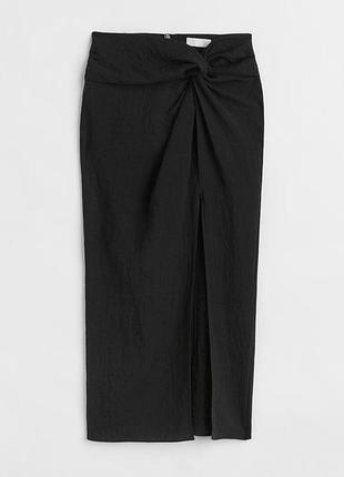 H&m літня віскозна спідниця міді з вузлом