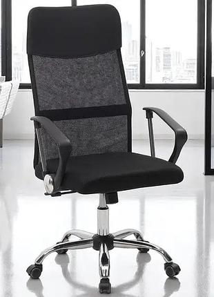 Компьютерное кресло primaveo с эргономичной спинкой, для дома и офиса | эко-кожа + сетка, черное