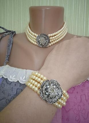 Вінтажний комплект сет кольє-чокер браслет avon