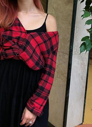 Рубашка красная в клетку гранж
