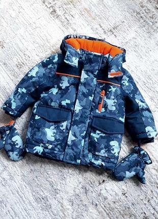 Новая, очень тёплая, непромокаемая куртка + варежки, 9-12мес, george