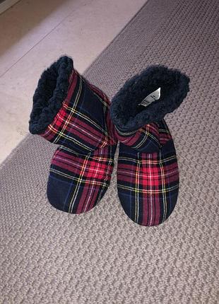 Дитячі детские в клеточку клітинку хутряні домашні капці тапочки тапки меховые домашние хатні кімнатні комнатные