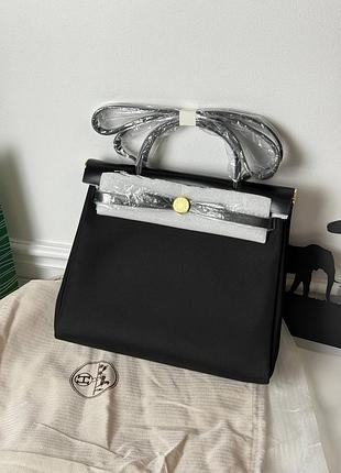 Сумка женская чёрная ткань кожа