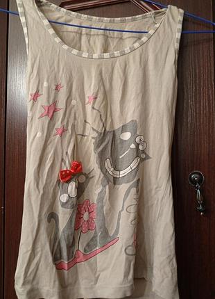 Майка серая для девочки пижама кот