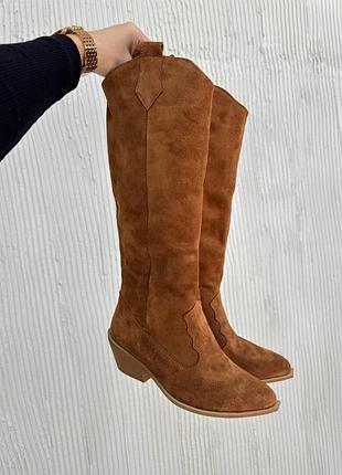5526 зима руді козаки довгі чоботи жіночі натуральна замша