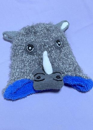 Шапка вязаная носорог 54-58 размер тепла зимняя fatface квадробер