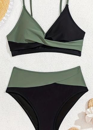 Жіночий роздільний купальник ххл чорний купальник