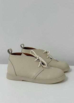 Анатомічні демісезонні черевики на шнурівці ™️nikart світлий бежевий натуральна шкіра (флотар) італійський фліс підошва термопластична гума (tr) украї