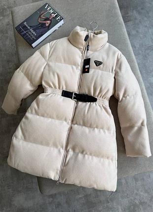 Брендова жіноча зимова подовжена куртка прада